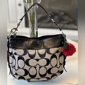 Coach Signature Black and Gray Shoulder Bag